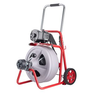 Macchina Portatile per la Pulizia degli Scarichi con Spirale Autoalimentata da 8 Piedi Cubi, Ruote e Cavo da 100 Piedi x 1/2 Pollice - Product Image 1