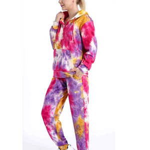 Conjunto de Sudadera con Capucha y Pantalones Deportivos con Logotipo Personalizado, Chándal de Dos Piezas para Mujer, Chándales Tie Dye, Ropa Deportiva Informal - Product Image 3