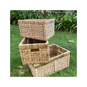 Best Seller 100% Premium Water Hyacinth Stainless Steel <b>Storage</b> <b>Basket</b> Customizable Durable Eco-Friendly Foldable Vintage Style - Product Image 1
