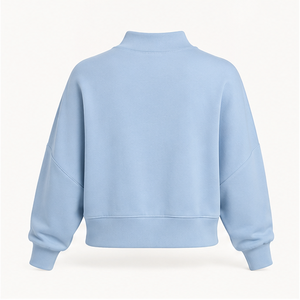 เสื้อสเวตเชิ้ตผู้หญิงคอเต่าสีฟ้าพาสเทล แขนพองแบบครอป รุ่น WSS-0019 - Product Image 2