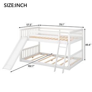 Cama litera blanca doble sobre doble con tobogán y escalera convertibles, camas infantiles, SKU antiguo GX000708AAK - Product Image 5