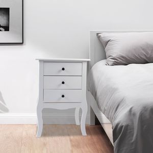 Comodino Moderno in Legno Bianco con 3 Cassetti per Casa, Camera da Letto e Hotel - Product Image 2