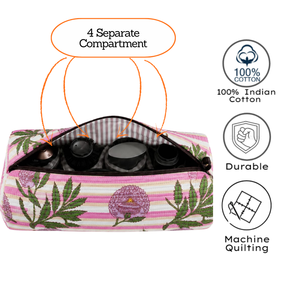 Bolsa para Secador de Pelo Dyson con Estampado Artesanal de Jaipur, Cierre de Cremallera, Acolchado Suave, Diseño Floral a Rayas, Multifuncional, para Viaje y Almacenamiento - Product Image 3