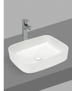 Lavabo de Cerámica Cuadrado de Lujo, Lavabo de Sobremesa Blanco Brillante, Lavabo de Baño Elegante - Product Image 4