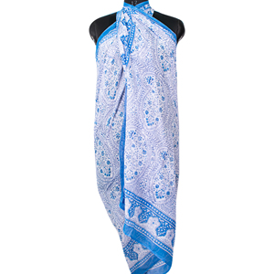 Indian Handcraft Cotton Sarong <b>Wrap</b> Multicolor Floral Block Printed Lightweight Long Pareo Scarf For Womens Fashion Accessories - Product Image 2