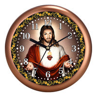 Horloge murale en plastique personnalisée Liviya, design chrétien moderne Jésus, impression numérique couleur sur mesure, silencieuse, sans tic-tac, coffret cadeau