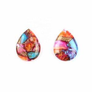 Alta calidad 12x16mm genuino Mohave Mix Oyster cobre turquesa suave forma de pera Briolette piedras preciosas sueltas para la fabricación de joyas - Product Image 1