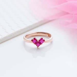Radiating Ruby Heart Rose Gold Plated 925 Silver Womens <b>Ring</b> <b>Adjustable</b> Wedding Women Daily Fine Jewelry Handmade Bulk Product - Product Image 4
