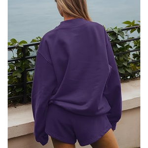 High Quality 100% Cotton Women's Oversized <b>Mock</b> <b>Neck</b> Sweatshirts V-Notch Drop Shoulder Hip Hop Style Quick Dry Women Autumn Wear - Product Image 4