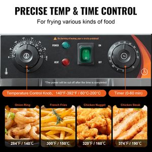 Friggitrice Elettrica Commerciale da Banco 1500W con Cestello in Acciaio Inox 11.6Qt/11L, Friggitrice a Gas Monofase con Timer - Product Image 4