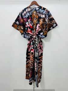Premium Women's <b>Kaftan</b> <b>Maxi</b> Dress Stylish Light Cotton with Printed Floral Pattern for Beach and Holiday Wear Also for Girls - Product Image 4