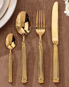Modern <b>Square</b> Head Gold Stainless Steel Cutlery <b>Set</b> Custom Handmade Luxury Dinnerware Knife Fork Spoon Kitchen Tableware - Product Image 6