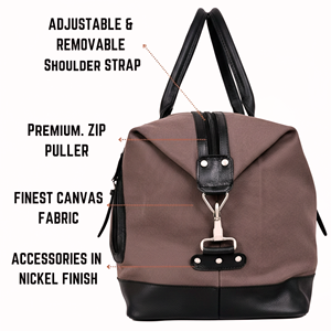 กระเป๋าเดินทางแบบพับได้ขนาดใหญ่ ผ้าแคนวาส โพลีเอสเตอร์ ซิปคุณภาพสูง สำหรับทุกเพศ ใช้ได้ทั้งเดินทางและวันหยุดสุดสัปดาห์ ตกแต่งด้วยหนังแท้ - Product Image 3
