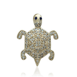 Collar de Lujo para Mujer con Colgante de Tortuga de Plata de Ley Personalizable, Chapado en Oro y con Diamante Cultivado en Laboratorio - Product Image 1