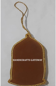 Broderie Zari dorée faite à la main arbre de Noël ornement suspendu en forme de coeur porte-clés avec couleur marron utilisé pour la décoration du Festival - Product Image 5