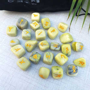 Best 25-Piece Healing SERPENTINE Runes <b>Set</b> Carved Tumbled Stones Spiritual <b>Chakra</b> Buddhist Collectible - Product Image 2