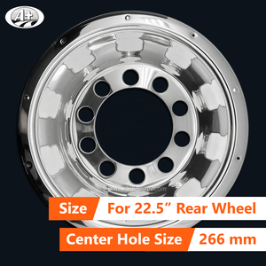 Cubierta de rueda de revestimiento profundo de acero inoxidable T304 de 22,5 pulgadas para camiones y autobuses europeos cubierta de rueda de acero duradera - Product Image 3