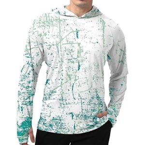 Sweat à capuche de pêche pour homme, imprimé intégral, manches longues, en polyester anti-humidité, pour l'extérieur en été, motif blanc et vert - Product Image 1