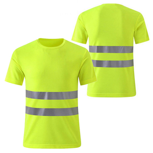 เสื้อยืดนิรภัยสะท้อนแสงสีเขียวมะนาว แถบสะท้อนแสงด้านหน้าและด้านหลัง - Product Image 1