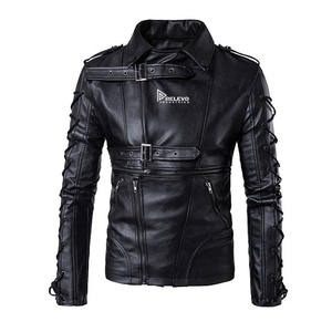 Nouvelle veste bomber aviateur matelassée en cuir de vachette 100% véritable bleu vieilli, col montant zippé noir, pour homme, hiver, OEM - Product Image 1
