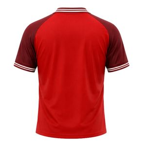 เสื้อฟุตบอลสีแดงสำหรับผู้ชายแขนสั้นเสื้อฟุตบอลชุดทีมกีฬาน้ำหนักเบาระบายอากาศได้ดีชุดกีฬาการฝึกซ้อมการแข่งขัน - Product Image 2