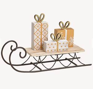 Adorno Navideño Festivo de Metal y Madera para Mesa, Decoración para Reuniones Familiares - Product Image 1