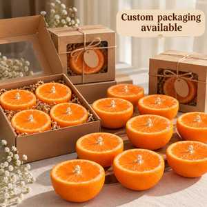 Handcrafted Soy Wax <b>Orange</b> Slice Fruit Citrus Scented Non-Slip Glass Tealight <b>Candle</b> Aromatherapy Home Decor Centerpiece Gift - Product Image 5