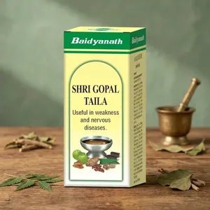 Baidyanath Shri Gopal Taila |   Aceite de Masaje Herbal Ayurvédico |   Aceite Corporal Premium Tradicional para el Bienestar Masculino con Ashwagandha - Product Image 4