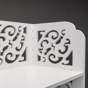 Scarpiera Moderna a Cinque Livelli Bianca Intagliata, Regolabile, in Legno e Plastica, per Arredamento Casa Rustica, Mobile Contenitore per Scarpe - Product Image 3