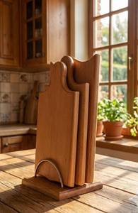 Ensemble de 3 grandes planches à découper en bois pour couper le pain, le fromage, la viande, style restaurant professionnel, décor de cuisine, en vente - Product Image 4