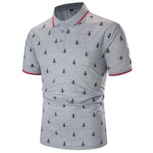 2025 verano hombres cuello moda manga corta Polo estampado hombres manga corta botón Polo camisa - Product Image 1