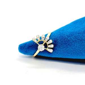 Anillo de Moissanita Personalizado con Diseño de Medio Sol para Mujer, Plata 925 Original con Baño de Oro, Joyería para Propuesta de Matrimonio, Regalo Nupcial - Product Image 1