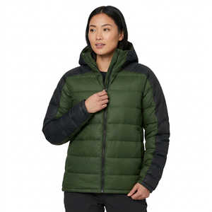 Veste d'hiver pour homme à capuche en duvet, couleur unie vert noir, coupe-vent, fermeture éclair, vêtements d'extérieur décontractés, coupe régulière - Product Image 3
