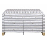 Incrustation d'os noir de haute qualité 2 portes et grandes étagères buffet incrustation d'os Buffet incrustation d'os Table Console de placard