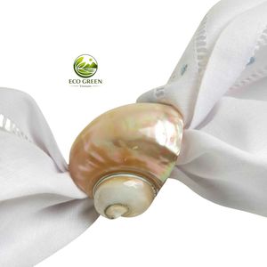 Anillos de Servilleta de Concha Hechos a Mano de Lujo, Decoración de Mesa Estilo Costero Chic, Porta Conchas Naturales para Vajilla de Hotel y Restaurante - Product Image 3