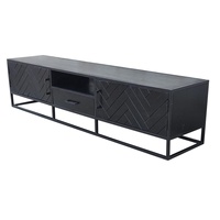 Meuble TV moderne en bois massif fait main, motif chevrons/épine de poisson, pour salon, appartement, hôtel, entrée