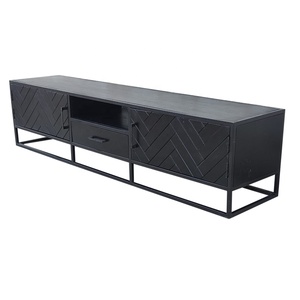 Mueble de TV Moderno de Madera Maciza Hecho a Mano con Diseño de Espiga/Hueso de Pescado para Sala de Estar, Hotel, Entrada, Oficina en Casa - Product Image 4