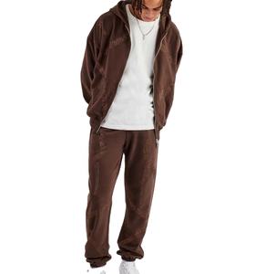 Automne durable 100% coton survêtement grande taille fermeture éclair lavé régulier tissé taille polaire personnalisé imprimé Techniques hiver - Product Image 5