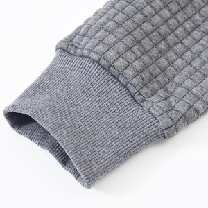 Men's Gray Waffle Knit Hooded Sweatshirt Regular Fit Casual Autumn Wear Men's <b>Hoodies</b> & Sweatshirts - Product Image 5
