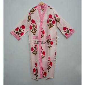 <b>Women's</b> <b>Kimono</b> Robe Cotton Dressing Gown Boho Cotton Bathrobe for <b>Women</b> 100% Organic Cotton Hand Made Long japanese robe - Product Image 3