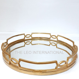 Decorative <b>Tray</b> Wood and Iron Material Round Shape Versatile Home Accent for Serving Display <b>Kitchen</b> Dining - Product Image 3