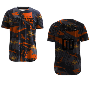 Camiseta de Béisbol Sublimada Personalizada, Uniforme Deportivo de Manga Corta Transpirable de Poliéster para Hombre, Diseño Naranja y Negro - Product Image 1
