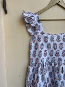 เดรสยาวพิมพ์ลายบล็อกผ้าฝ้ายอินเดียขายดีปี 2026 แบบไม่มีแขน คอเหลี่ยม ลายดอกไม้ ราคาโรงงาน - Product Image 4