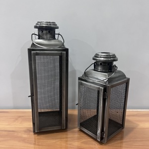 Modern Iron Mesh Candle <b>Lantern</b> Set <b>Black</b> Metal Hanging Tabletop Decorative <b>Lantern</b> for Home Wedding Garden Decor - Product Image 1
