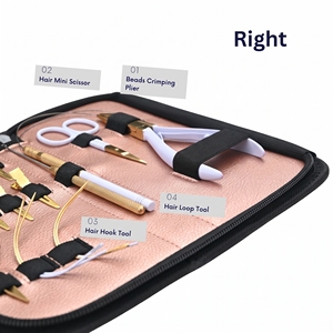 Kit d'outils professionnels pour extensions capillaires : Pince à micro-anneaux, Anneau de séparation, Ciseaux de coupe, Aiguilles en C, Pinces bec de canard - Product Image 5
