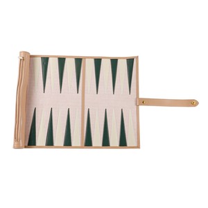 Handmade Durable Eco-Friendly Genuine Leather Roll-Up <b>Backgammon</b> <b>Set</b> with Formal Design for Indoor/Outdoor Use - Product Image 1