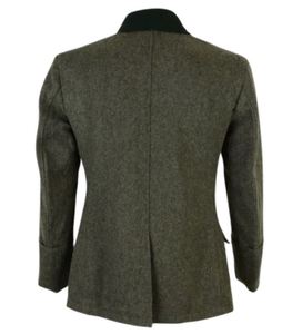 Manteau en laine pour homme avec col en fourrure, boutons sur le devant, poche utilitaire, veste d'extérieur, tunique de style allemand M36 de la Seconde Guerre mondiale, couleur vert olive - Product Image 4