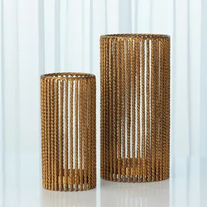 ZAHID EXPORTS Handmade Brushed Gold Plated Aluminum Candle Holder <b>Set</b> for Luxury Home Decor Export Gravure Printed Circle Table - Product Image 2