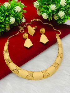 Ensemble de colliers plaqués or africain de luxe pour femmes, bijoux de mariage nigérian pour la fête de mariage - Product Image 1