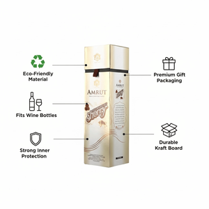 Kraft Wine Bottle Box | Durable Eco <b>Paper</b> <b>Packaging</b> Recycled Materials Sponge Lining Magnetic Closure Elegant Premium Gift Box - Product Image 5